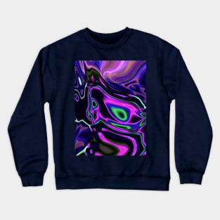 1980s modern girly abstract laser rays neon green purple swirls Crewneck Sweatshirt